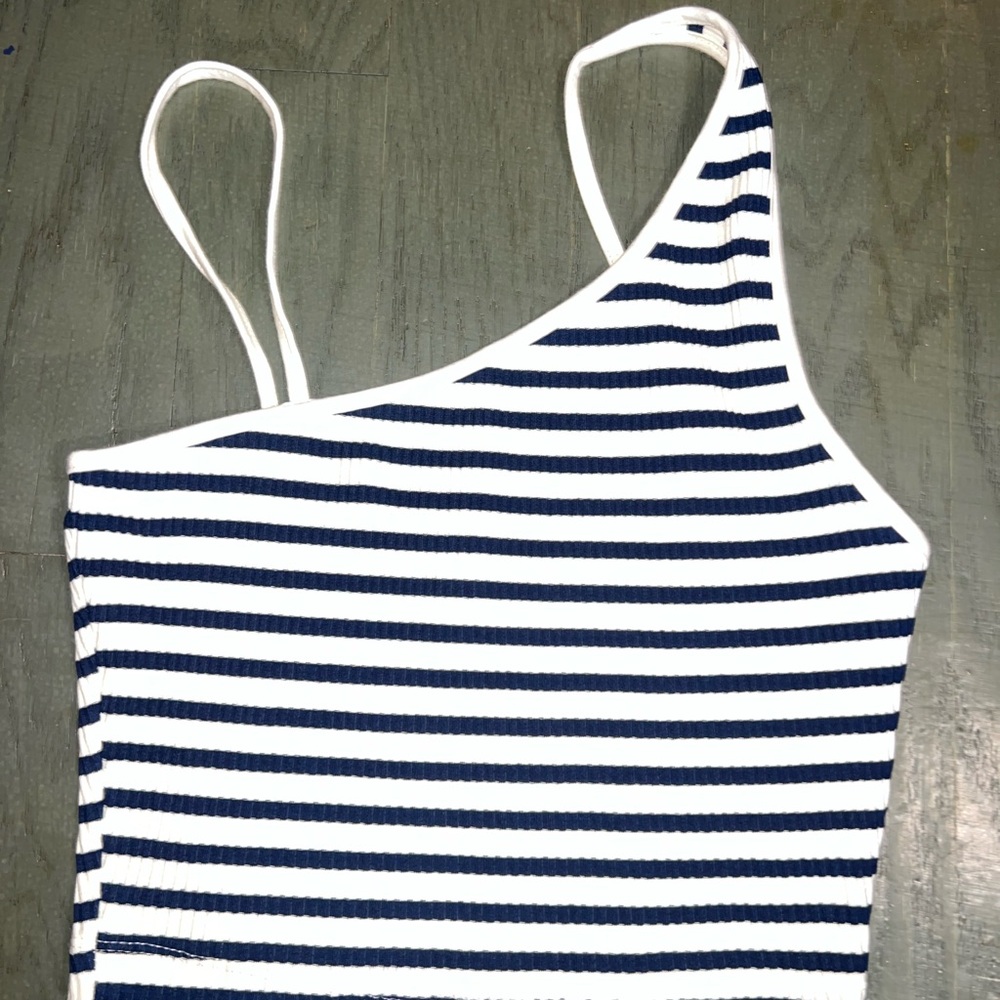 Zara black and White Striped Crop Top